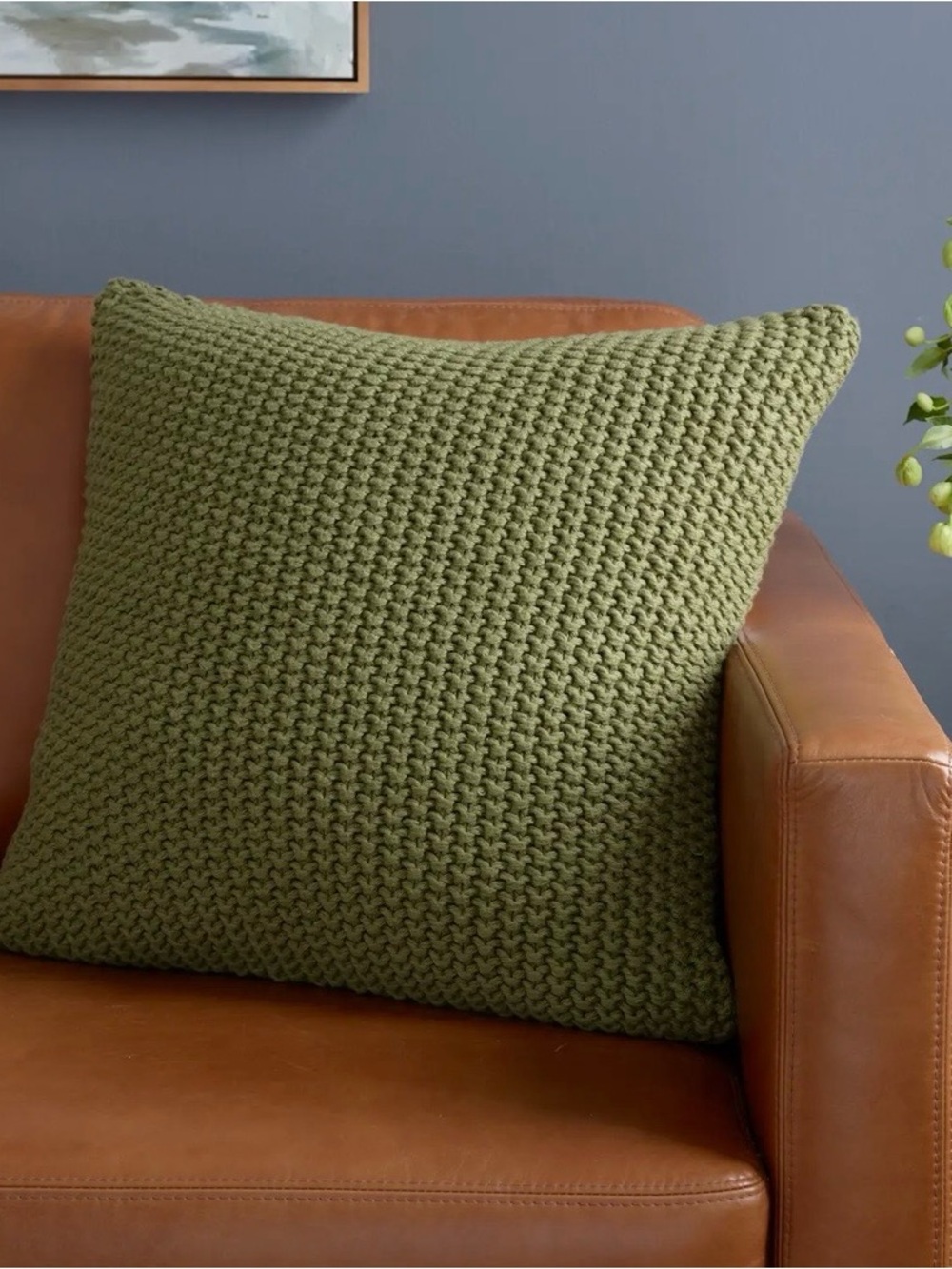 NWOT Quince Set of 2 Cotton Fisherman Pillow Covers, 20 X 20 (Olive) - Picture 4 of 6